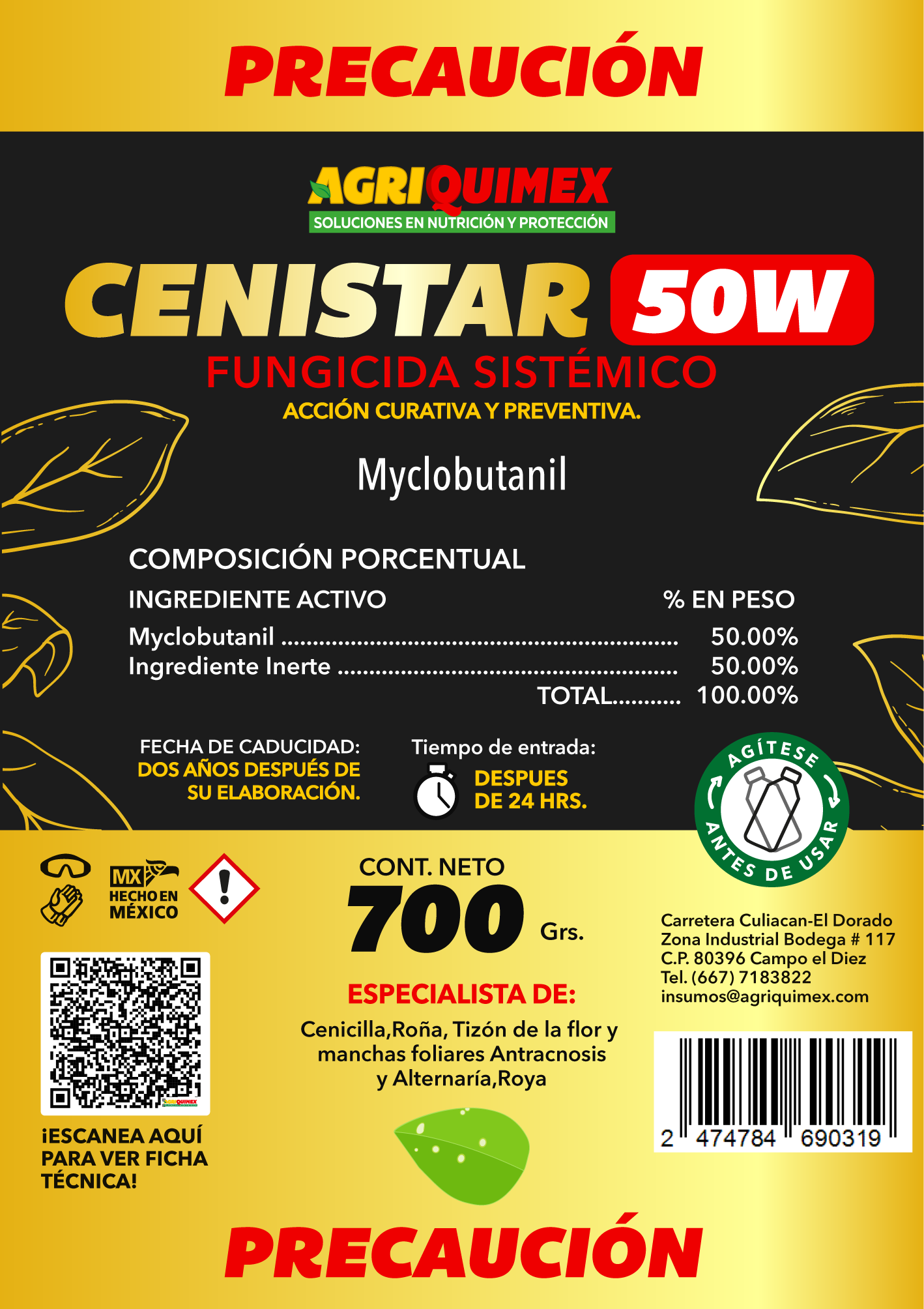 CENISTAR 50W, Fungicida (Myclobutanil) 700 Grs.