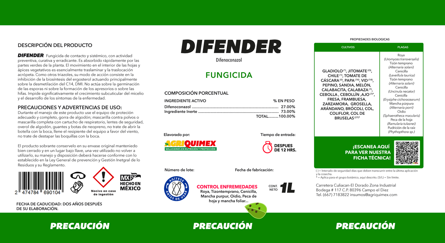 DIFENDER, Fungicida (Difenoconazol) 1L.