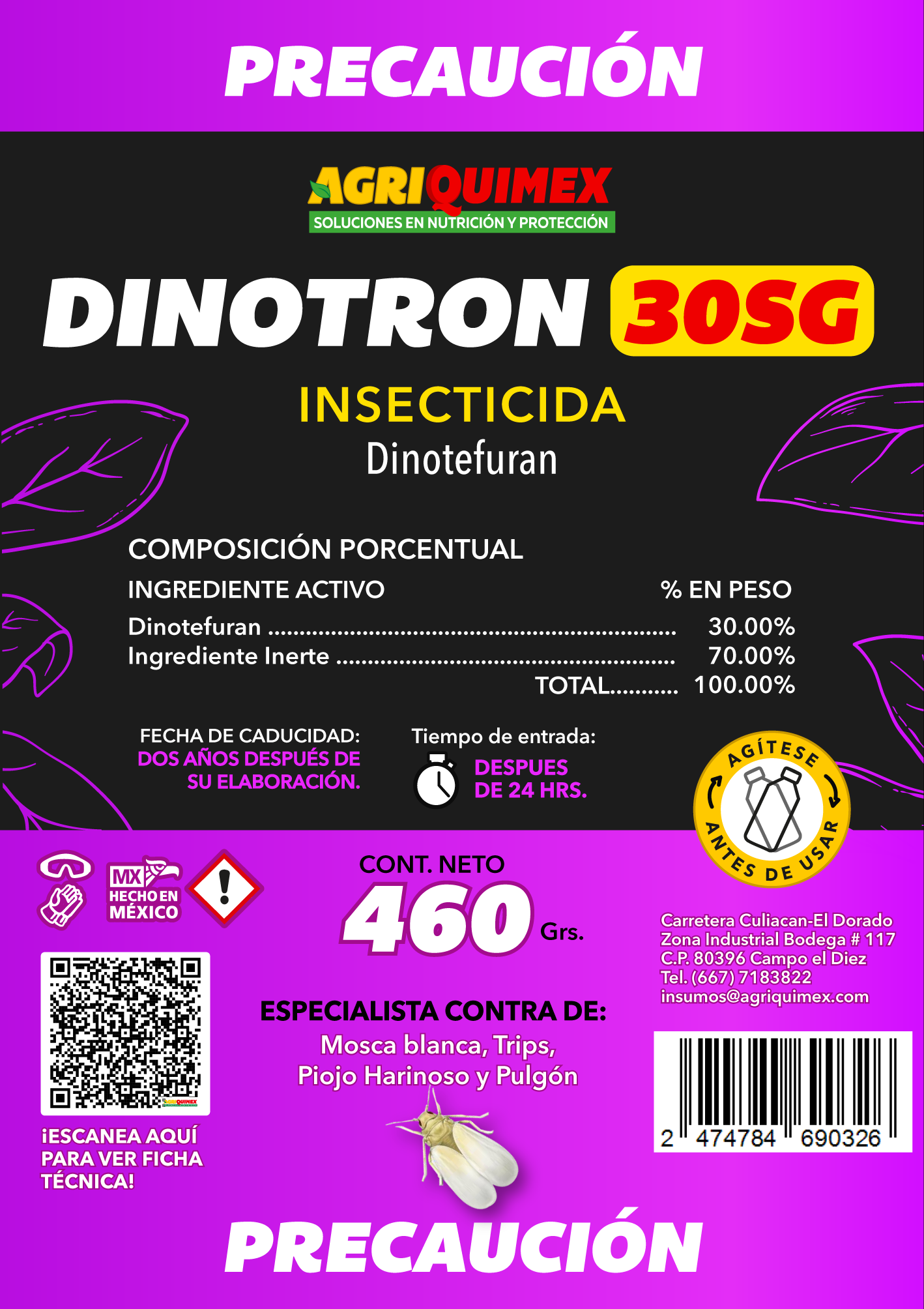 DINOTRON 30SG, Insecticida (Dinotefuran) 460 Mg.