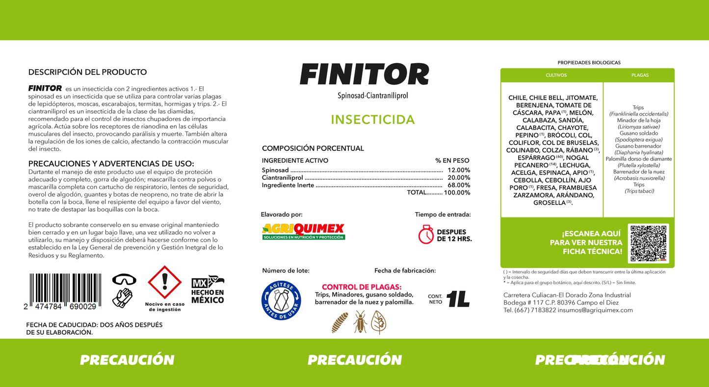 FINITOR, Insecticida (Spinosad-Ciantraniliprol) 1L.