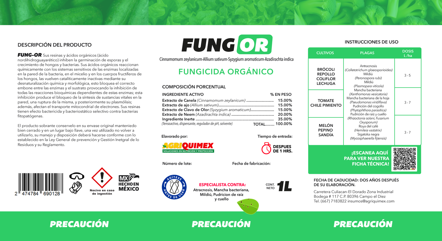 FUNG OR, Fungicida Orgánico 1L.