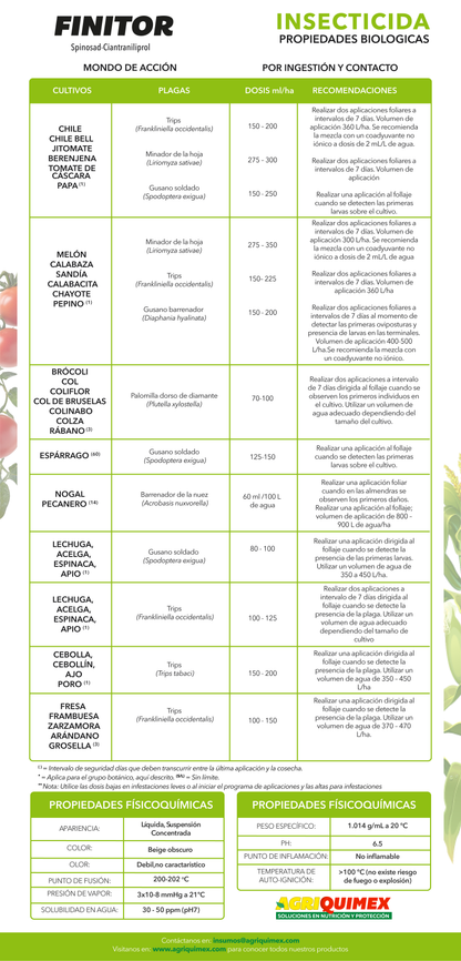 FINITOR, Insecticida (Spinosad-Ciantraniliprol) 1L.