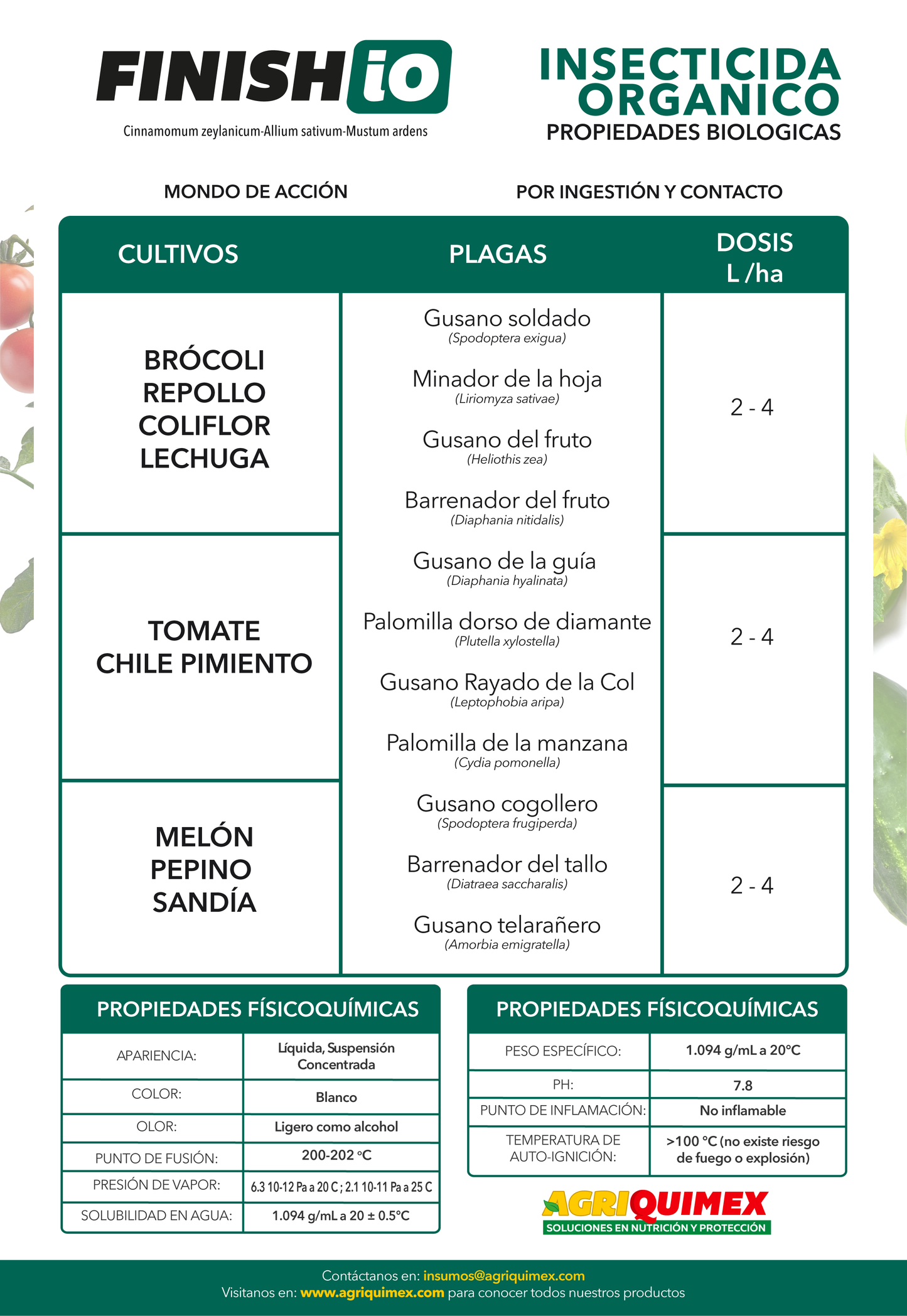 FINISH iO, Insecticida Orgánico (Benzoato de emamectina-labda cyhalotrina) 1L.